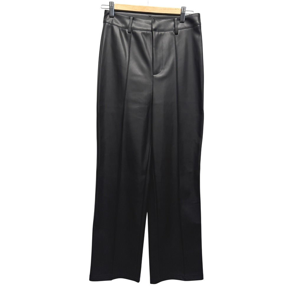 NWT Commense Pants Faux Leather Seam Detail Small Black Women Moto